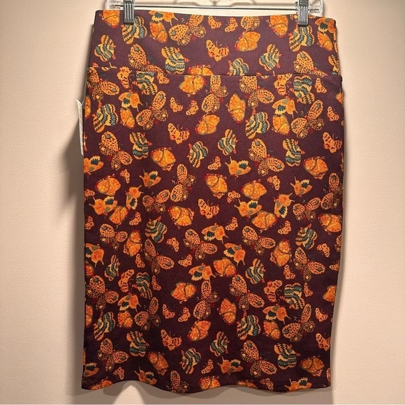 LulaRoe Cassie Pencil Skirt Stretchy High Wide WaistBand Butterflies Large 14-16 - Picture 7 of 14